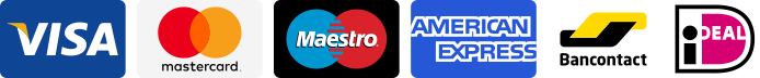 Visa, Mastercard, Maestro, American Express, Bancontact en iDEAL